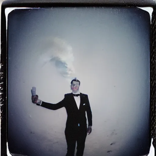 Image similar to underwater smoke formal party on the moon photo polaroid