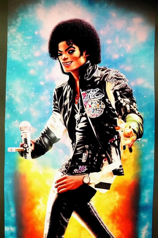 Prompt: big nose michael jackson afro young afro jackson 5 poster as a black rapper 1 9 7 0 s, the hood, tattoos, dancing, poster tour, art work, ripped, 6 pack, rapping, grime, michael jackson, uhd, sharp, detailed, cinematic 4 k