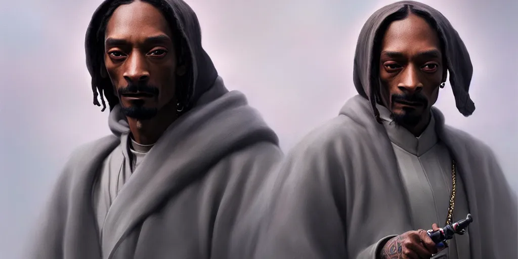 Image similar to breathtaking detailed concept art painting of a jedi snoop dogg, by hsiao - ron cheng, bizarre compositions, exquisite detail, extremely moody lighting, 8 k