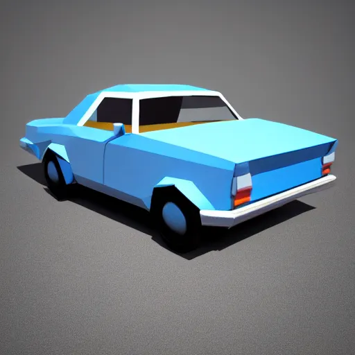 Image similar to a 3d low poly game object of a retro car