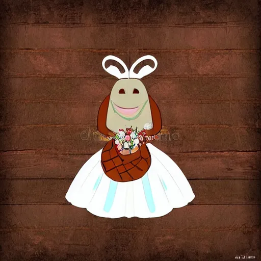 Image similar to cute cartoon woodlouse in a wedding dress