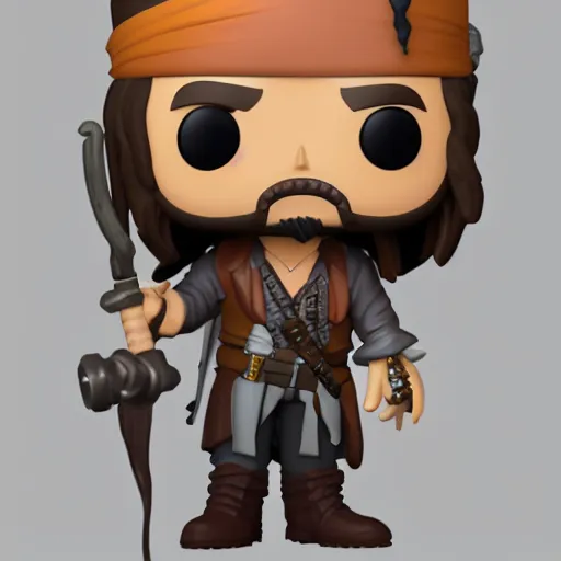 Image similar to Jack Sparrow as a funko pop head, hyperrealistic, 8k, trending on Artstation