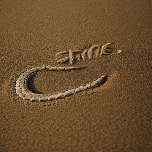 Prompt: the word'python'engraved on a beach sand