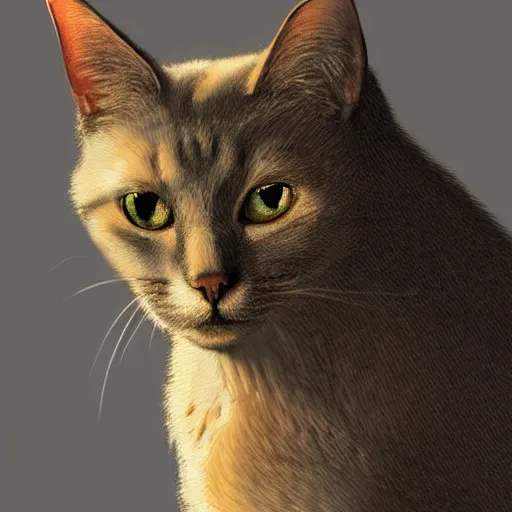 Image similar to portrait of a cat, trending on artstation, by wayne mcloughlin, backlighting