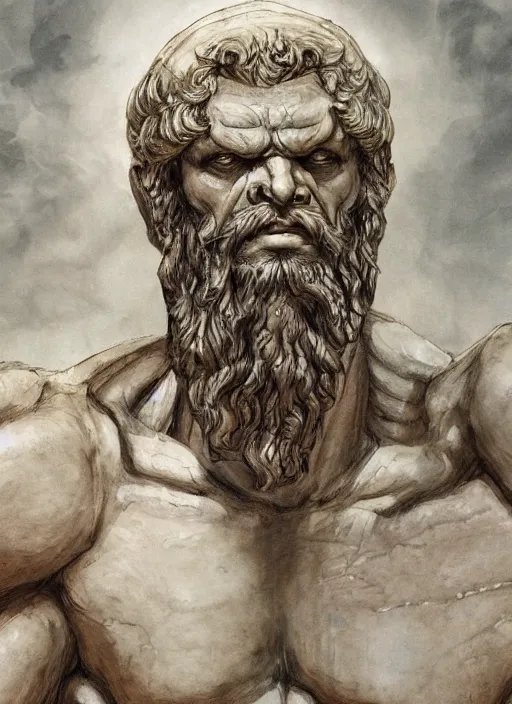 Prompt: close up concept art of an ancient greek character, by robert irkman, by ayami kojima, brutalism