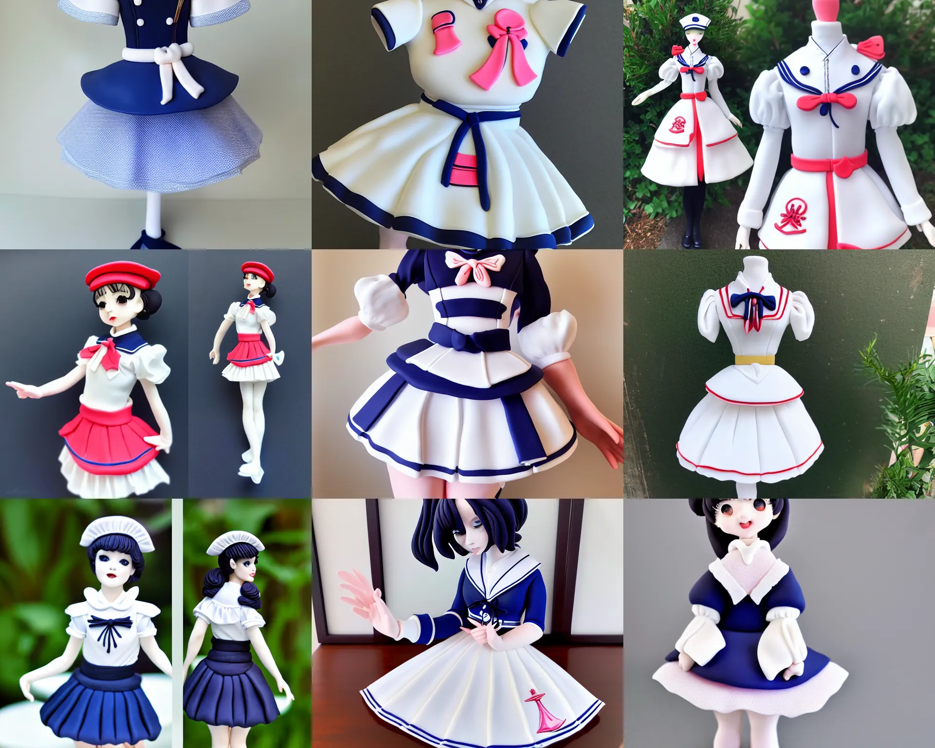 Prompt: delicate designer detailed couture stylized sailor uniform and skirt made of fondant, aesthetic cute with flutter, expert design, sakimi chan, james jean, masterpiece, high definition