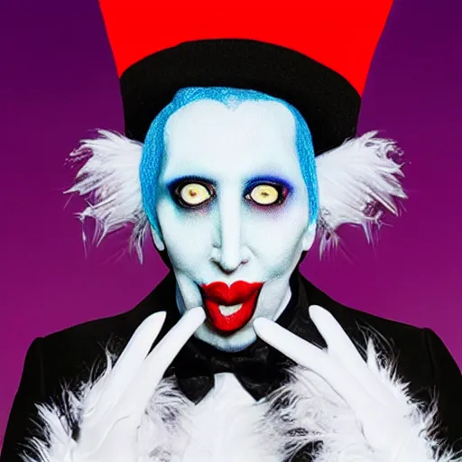 Image similar to marilyn manson as cat in the hat