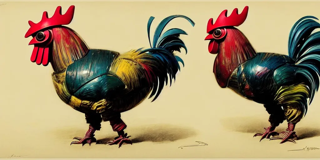 Image similar to ( ( ( ( ( 1 9 5 0 s retro future robot rooster. colourful. ) ) ) ) ) by jean - baptiste monge!!!!!!!!!!!!!!!!!!!!!!!!!!!!!!