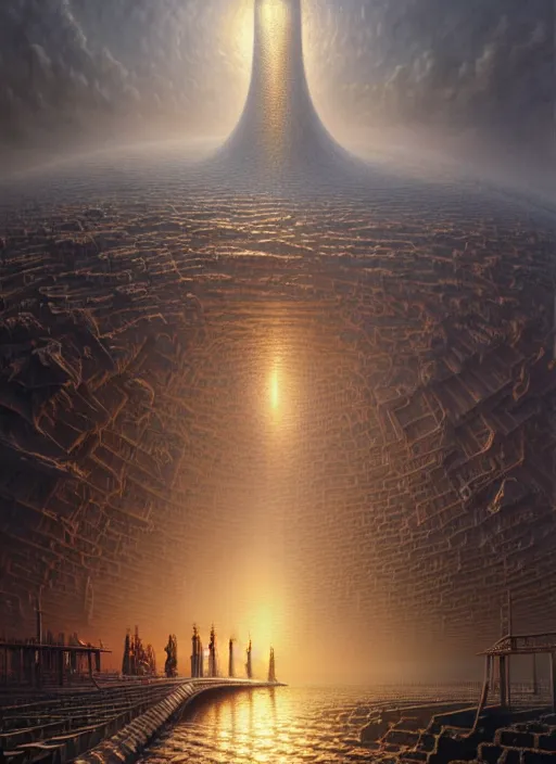 Image similar to a hyper - detailed 3 d render like a oil painting of the construction of a unified theory, surrealism!!!!! surreal concept art, lifelike, photorealistic, digital painting, aesthetic, smooth, sharp focus, artstation hd, by greg rutkowski, bruce pennington, valentina remenar and asher duran,