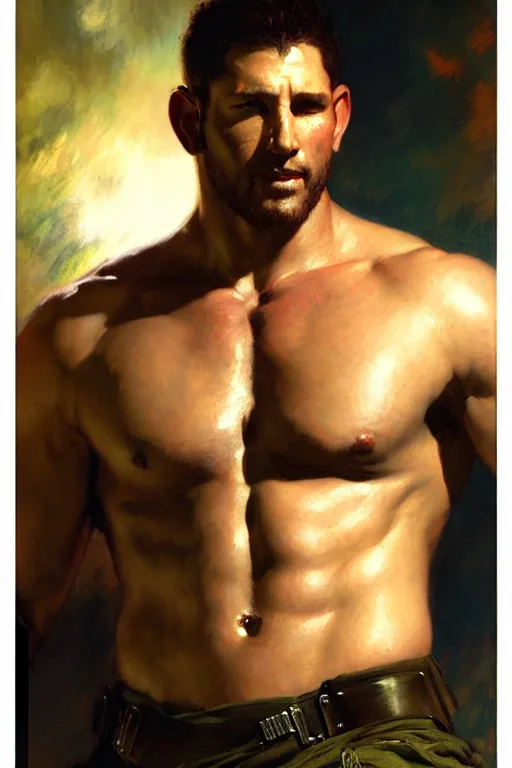 Image similar to chris redfield, painting by gaston bussiere, craig mullins, j. c. leyendecker, tom of finland