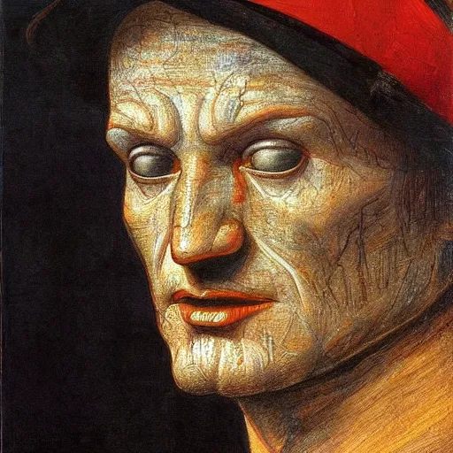 Image similar to a portrait of Freddy Kruger by Leonardo DaVinci, highly detailed face, high detail, hyper realistic, vivid colors
