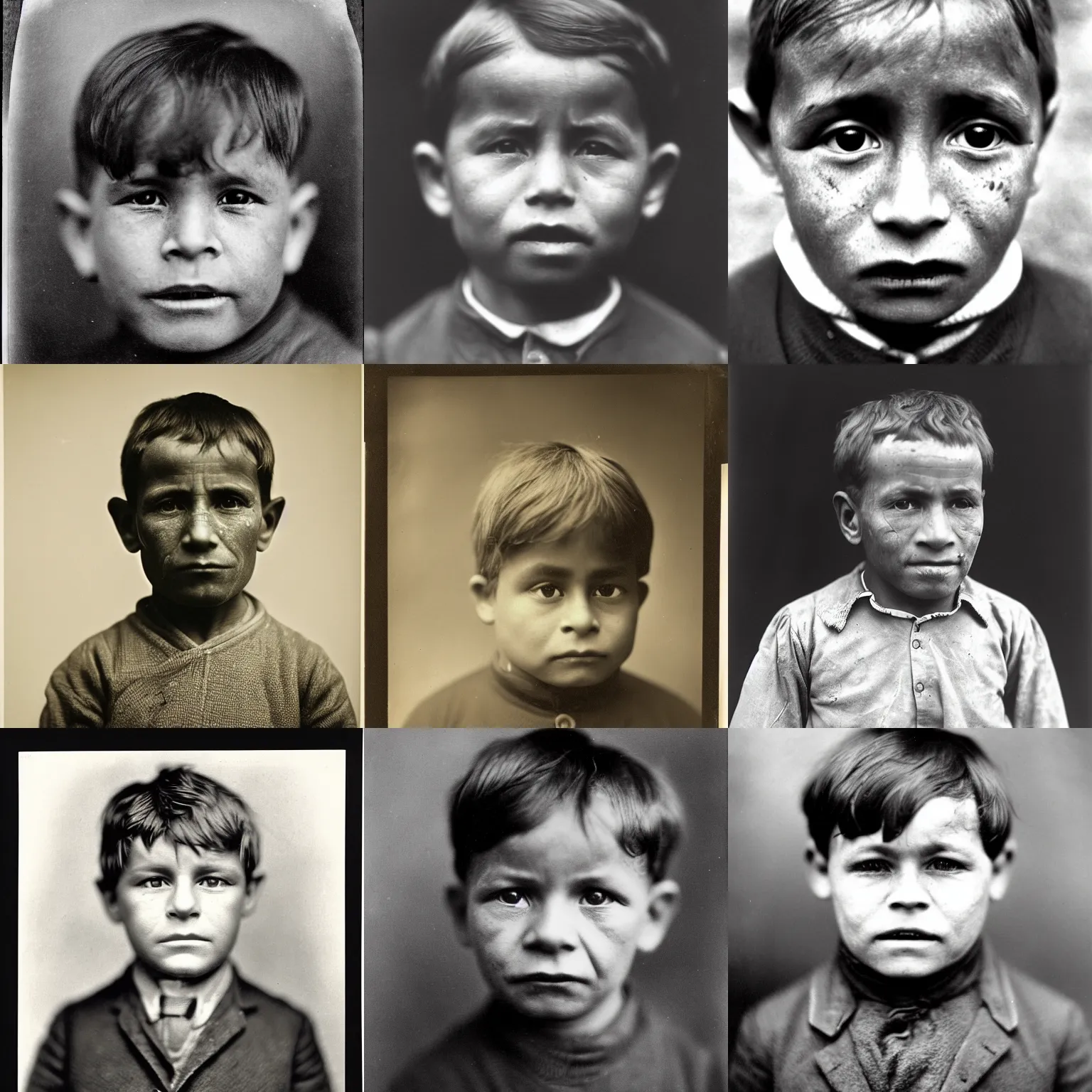 Prompt: facial portrait of a 5 year old boy, 1 9 0 9, photographed by stephen mccurry, national geograph