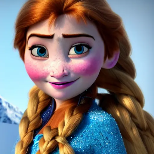 Prompt: anna from frozen as a real person, ultra realistic, 8 k, highly detailed