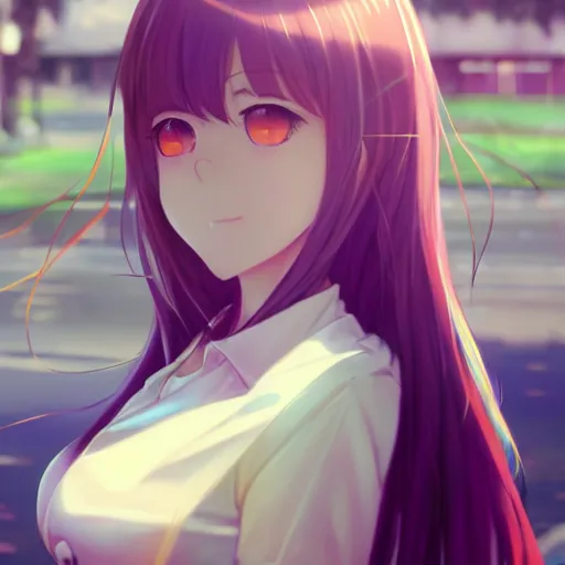 Image similar to photorealistic anime girl render, detailed face, colorful, atmosphere cinematic, by wlop, by ilyu kuvshinov, soft shadows, be concept art, super detailed, unreal engine 5, octane render, 8 k, super realistic, ufotable studio art style, global illumination, trending in pixiv, japanese light novel cover, visual novel