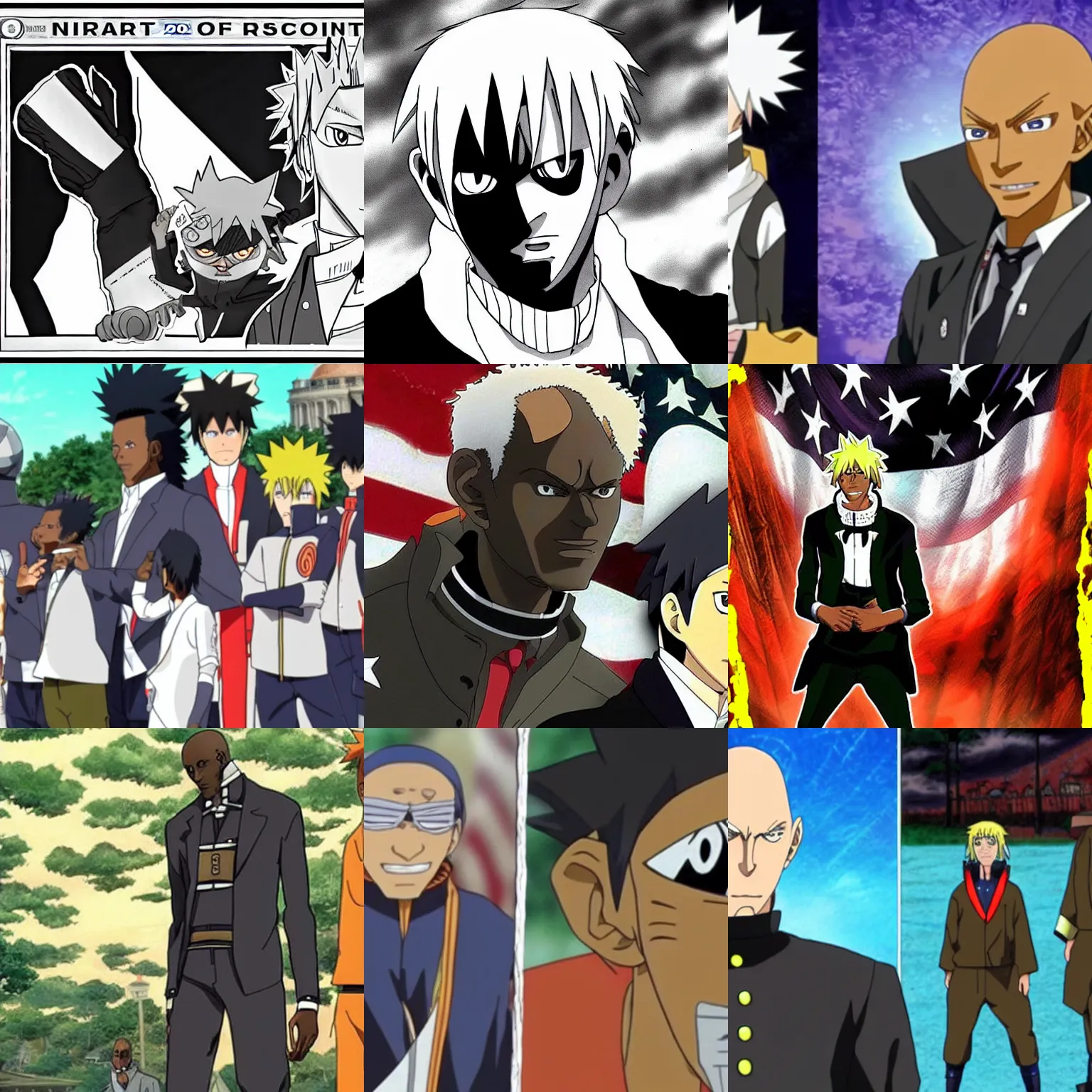 Prompt: United States President Kevin Garnett, 1868, in the anime Naruto (2007)