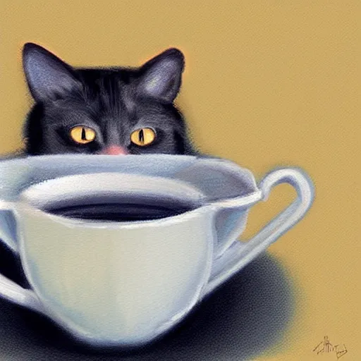 Image similar to a cup of cat, digital art