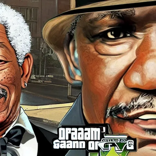 Image similar to !dream Gangster Morgan Freeman in GTA V Cover art