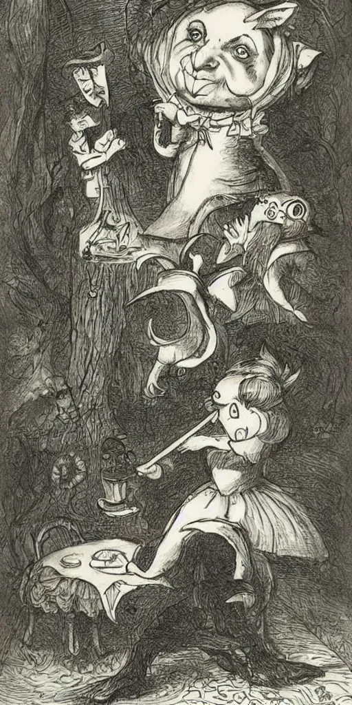 Image similar to Tenniel illustration of Alice in Wonderland Lewis Carrol