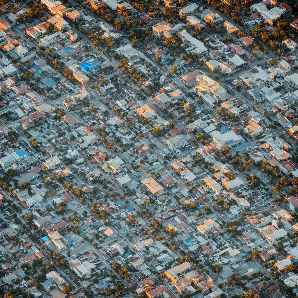 Image similar to “A ariel view photo of the venice beach skate park at sunset, national geographic photo, majestic”