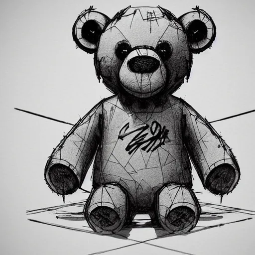 grunge cartoon sketch of a teddy bear by - beeple , | Stable Diffusion |  OpenArt