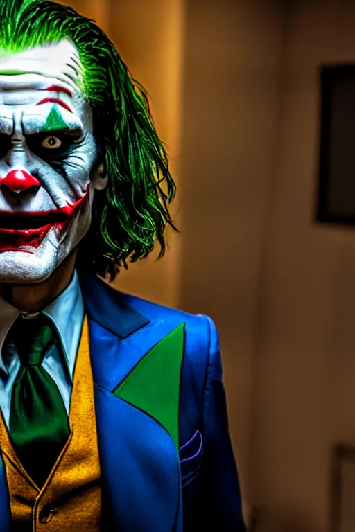 Image similar to jim carrey as the joker on new batman movie, high resolution, photorealistic, smooth, details, 4 k, aesthetic lighting, baroque object, sharp focus, hyperdetailed object, professional photography, pullitzer winning, 8 0 0 mm photo by : canon eos 5 d mark iv, by karah mew and adnan abidi and jodie bateman