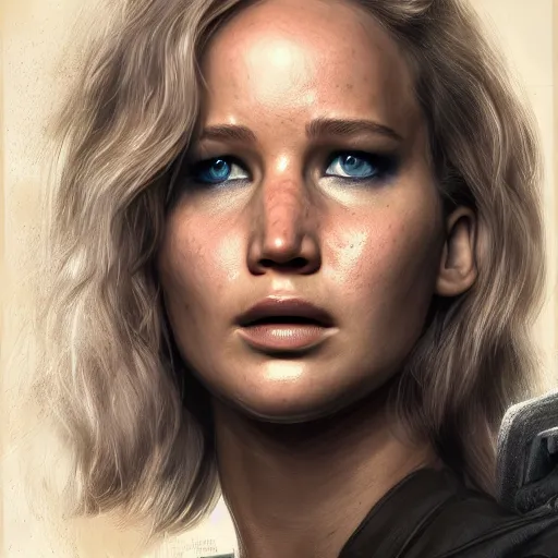 Image similar to Jennifer Lawrence as the Terminator, hyperdetailed, artstation, cgsociety, 8k
