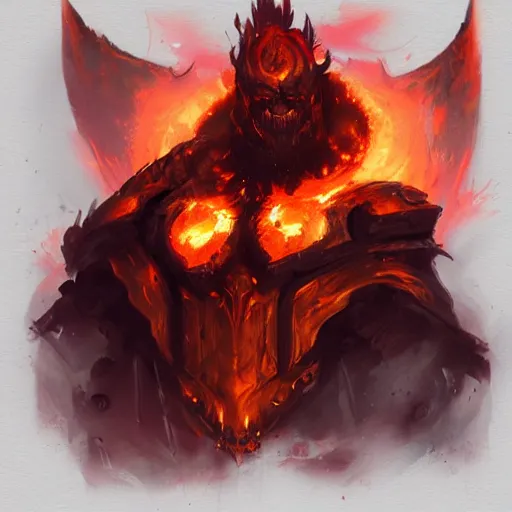 Image similar to a sketch of ragnaros trending on artstation, painted by greg rutkowski