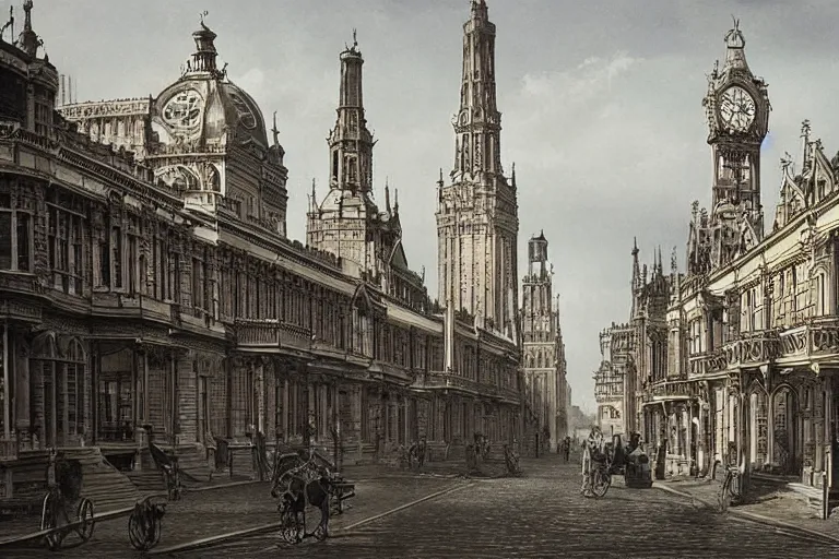 Image similar to a magnificent victorian city. photorealism.