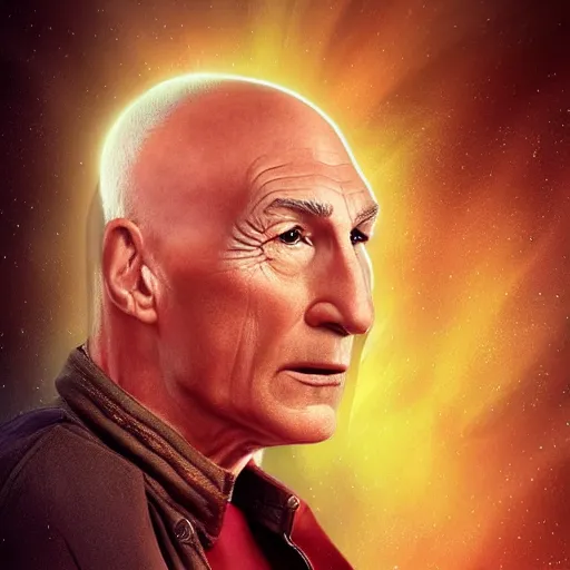 Image similar to picard ultra realistic, digital art, rich deep colors, smooth shadows, high resolution, cinematic