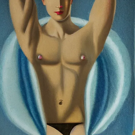 Image similar to an art deco mural with a male beauty theme