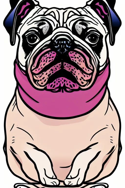 Prompt: Portrait of a bi chungus pug, sticker, colorful, illustration, highly detailed, simple, smooth and clean vector curves, no jagged lines, vector art, smooth