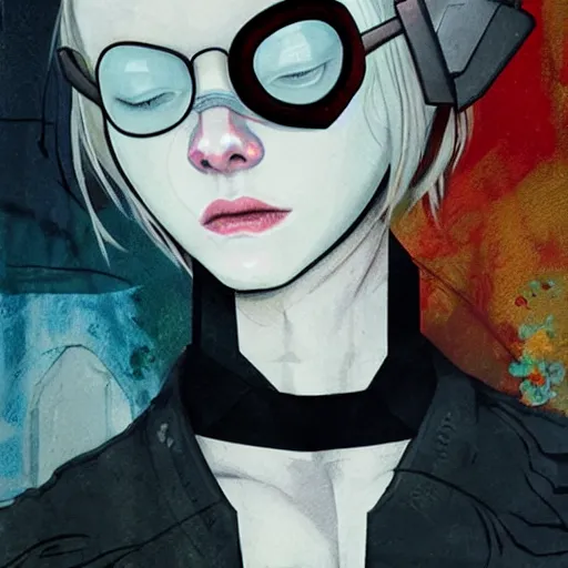 Prompt: Elle Fanning as Psycho Mantis picture by Sachin Teng, asymmetrical, dark vibes, Realistic Painting , Organic painting, Matte Painting, geometric shapes, hard edges, graffiti, street art:2 by Sachin Teng:4