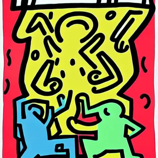 Prompt: keith haring illustration of ryan gosling