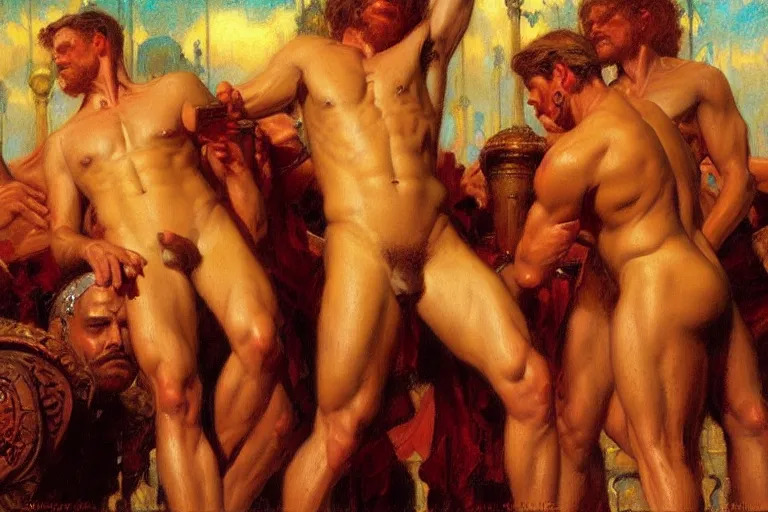 Prompt: renaissance, painting by gaston bussiere, craig mullins, j. c. leyendecker, tom of finland