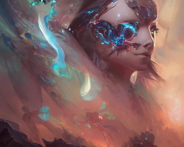 Image similar to portrait of a beautiful cybernetic emanation from angelarium, by pete mohrbacher and artgerm and wlop, digital art, highly detailed, intricate, fantasy, mystical, Trending on Artstation HQ, deviantart, unreal engine, 4K UHD image