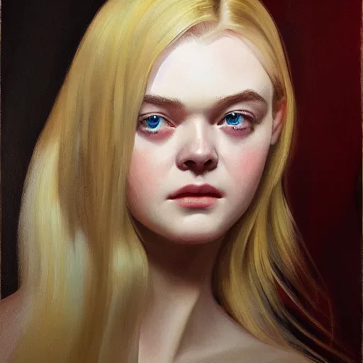 Image similar to ultra realistic portrait painting of elle fanning in the world of adam wyeth, art by frank frazetta, 4 k, ultra realistic, highly detailed, epic lighting