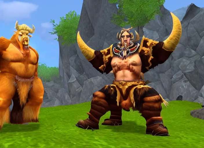 Image similar to donald trump as tauren in world of warcraft