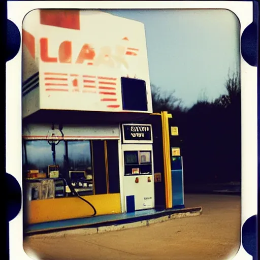 Prompt: Ashoka at a gas station, 90s polaroid, by Saul Leiter, Jamel Shabazz, Nan Goldin