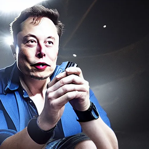 Image similar to Elon musk sitting in a dark cave eating batteries out of his flashlight, photorealistic