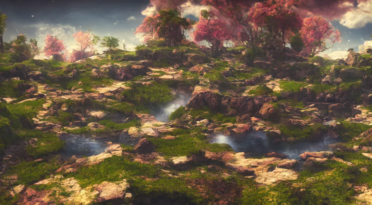 a nostalgic lucid dream world landscape, dreamcore. 8k, Stable Diffusion