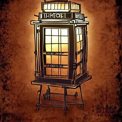 Prompt: an intricate steampunk tardis trending on artstation : : 3 an incredible ink illustration : : 4