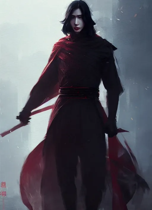 Prompt: male cosplayer wearing costume that is a mix of wei wuxian from the untamed and kylo ren. art by greg rutkowski, art by pascal blanche. crisp quality. digital photography. trending in deviantart.