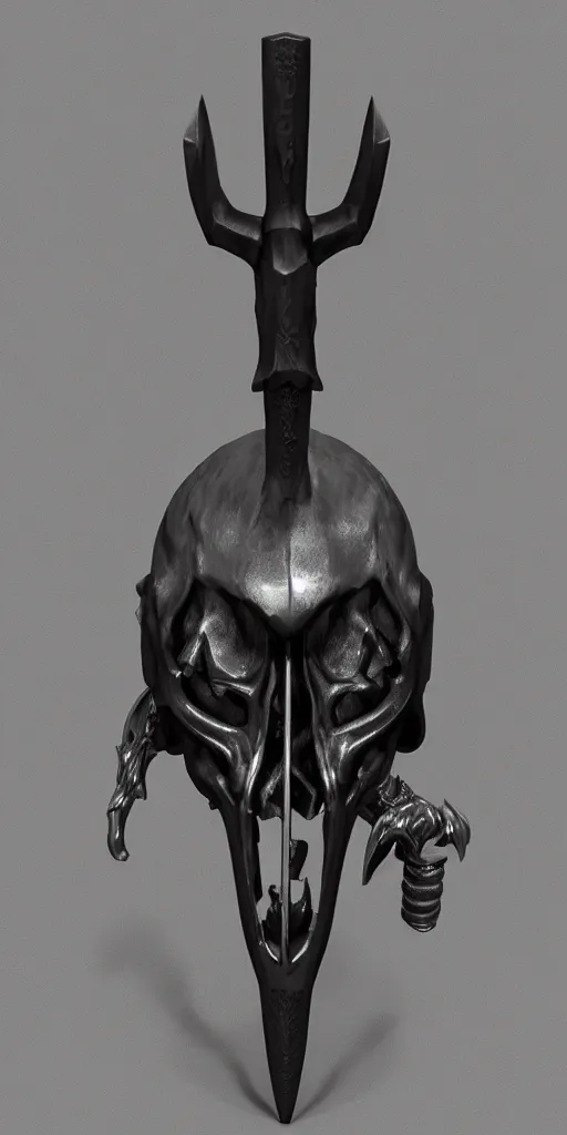 Image similar to a black and silver axe skull crest, ornament, weapon, a 3 d render by dom qwe, trending on polycount, artstation, hard surface modeling, zbrush