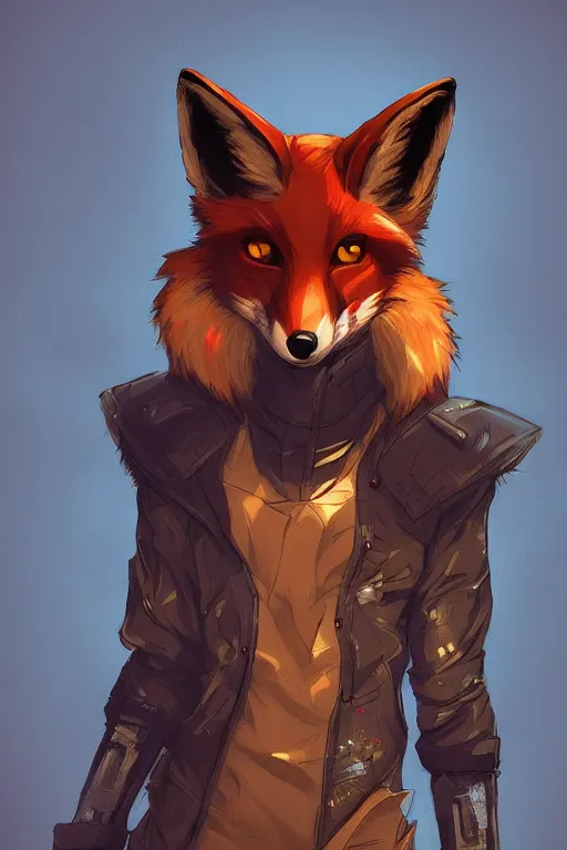 Image similar to a fox fursona, trending on artstation, by kawacy, furry art, digital art, cyberpunk, high quality, backlighting