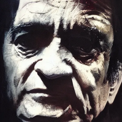 Image similar to portrait of johnny cash, 1 9 7 5, by jeremy mann.