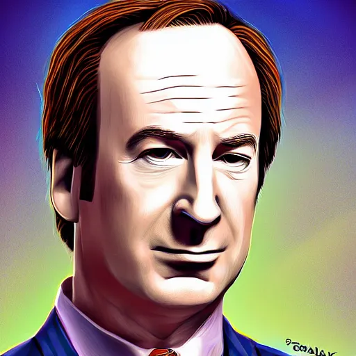 Image similar to a detailed portrait of bob odenkirk as saul goodman by tjalf spaarnay