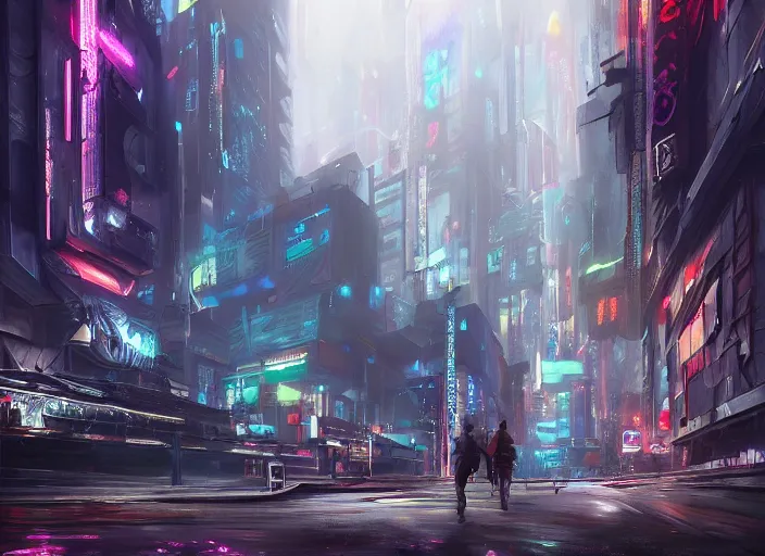 Image similar to full body concept art airbrushed painting of a cyberpunk city, airbrushed painting, stunning, featured on artstation, cinematic lighting, hyperdetailed, cgsociety, 8k, dramatic, dark atmosphere, alluring