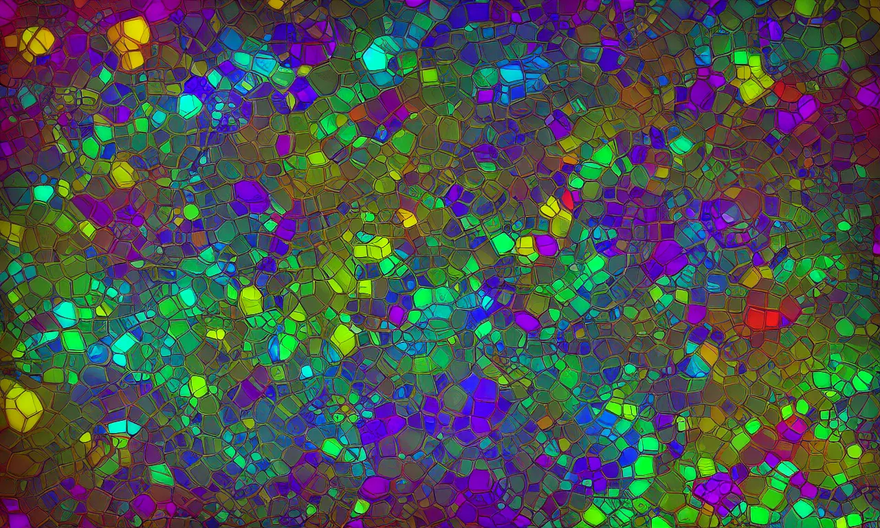 Image similar to reflexion cyberpunk voronoi engine laboratory 3 d volume kaleidoscope digital stylized concept substance liquid, by carl warner and jim woodring, trending on artstation : 1. 5, sweet joy harmony color scheme depth fog overlay multiply photoshop layer