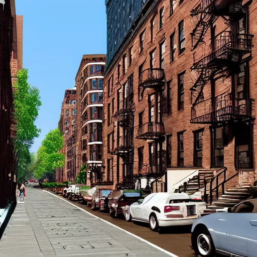 Prompt: nyc upper west side city street, brownstones, photorealistic