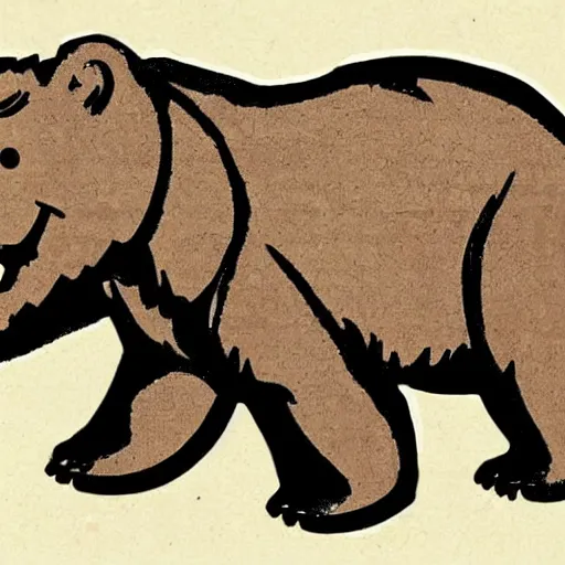 Image similar to a communist brown bear drawn in soviet style